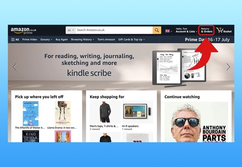 Hủy đơn hàng trên website Amazon