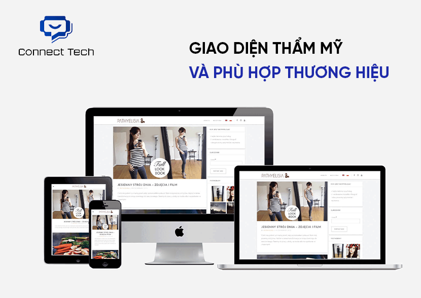 Giao diện thẩm mỹ và phù hợp thương hiệu khi thiết kế website bán quần áo