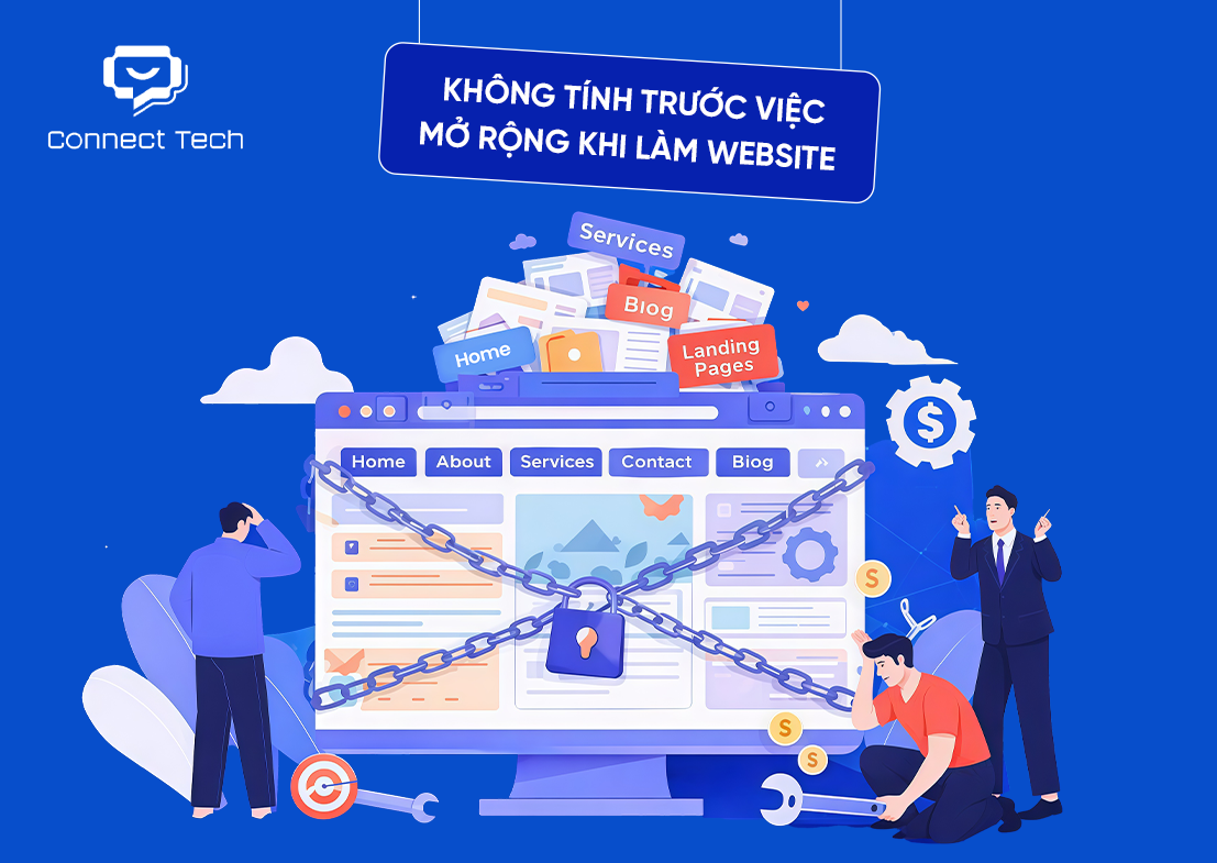 Không tính trước việc mở rộng khi làm thiết kế website hà tĩnh