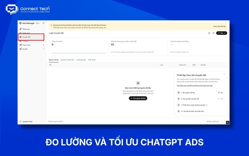 Yhiết lập đo lường chuyển đổi và tối ưu chiến dịch ChatGPT Ads