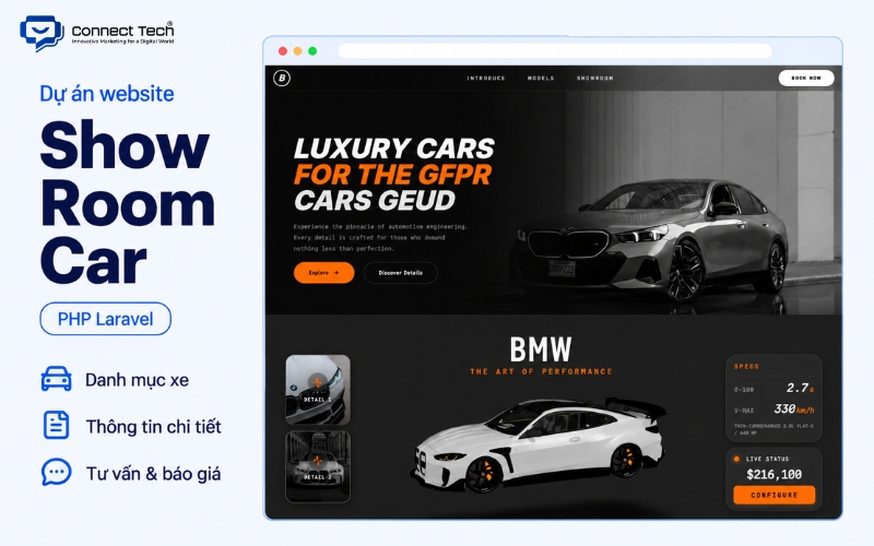 Dự án thiết kế web ô tô Connect Tech đã triển khai