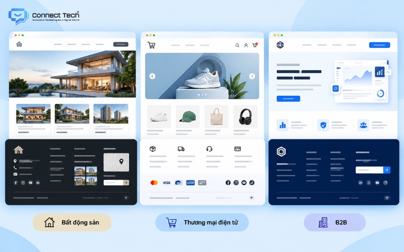 Website footer design examples by industry