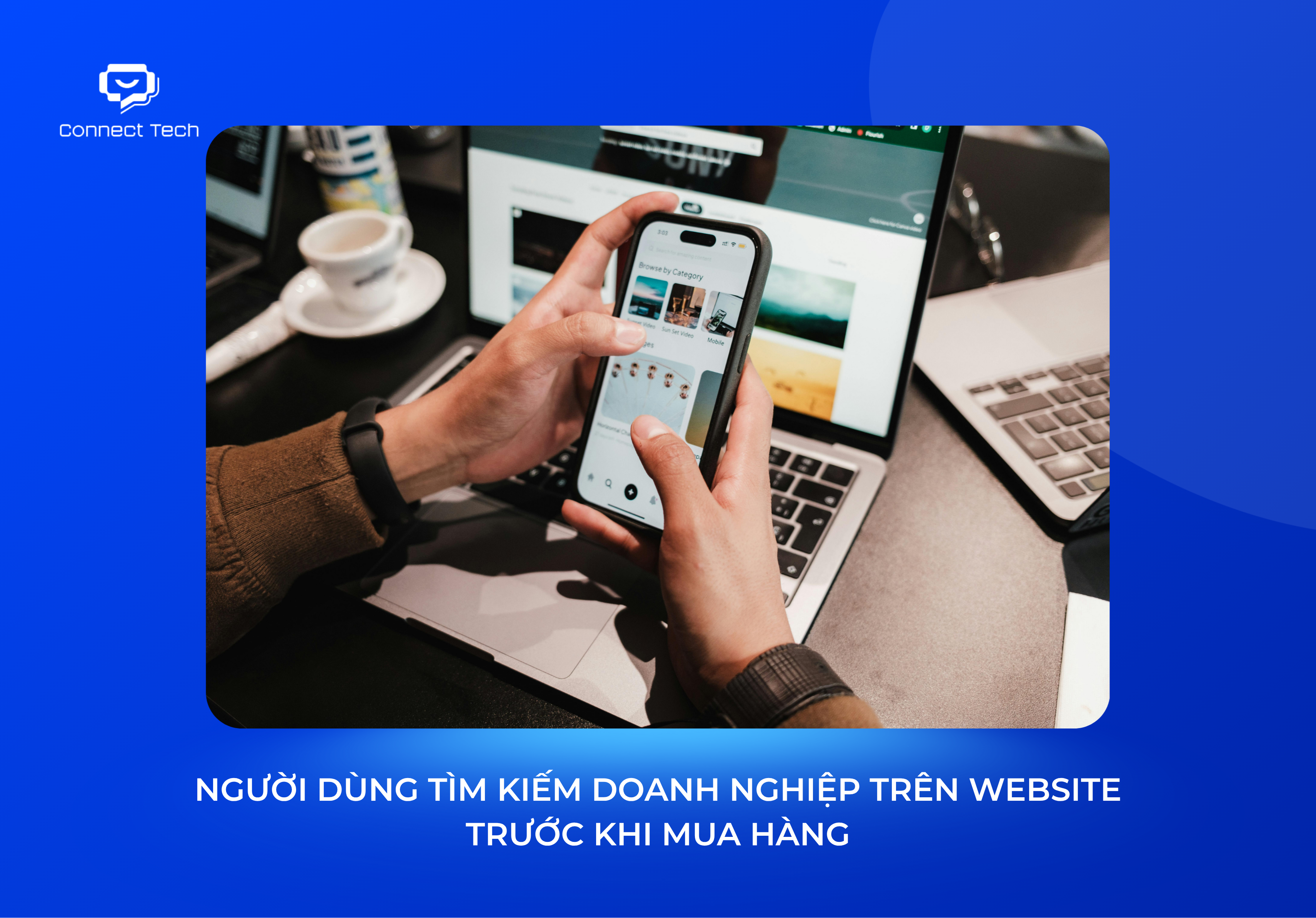 Users search for businesses on websites before making a purchase.