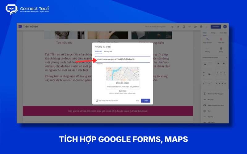Tích hợp Google Forms, Maps, YouTube và Drive