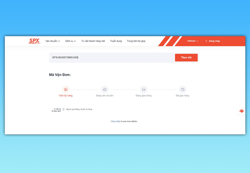 Tra cứu mã vận đơn SPX trên website