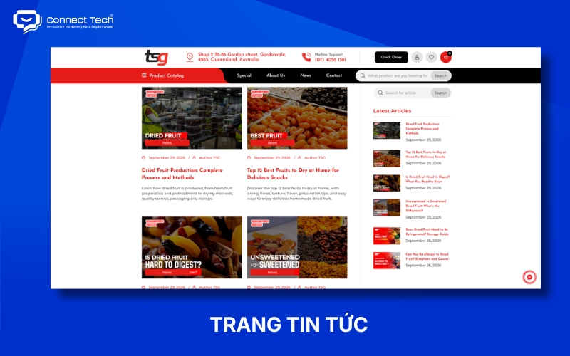 News or blog page