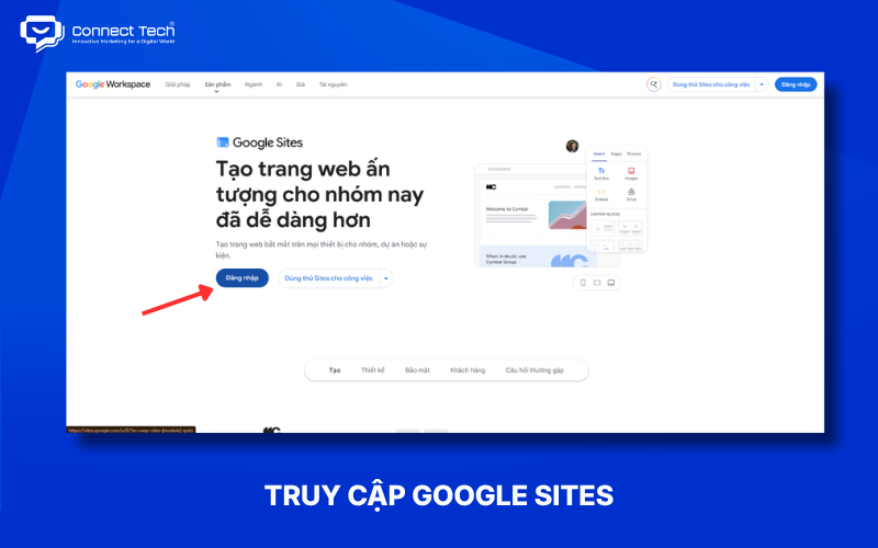 Truy cập Google Sites và tạo website mới