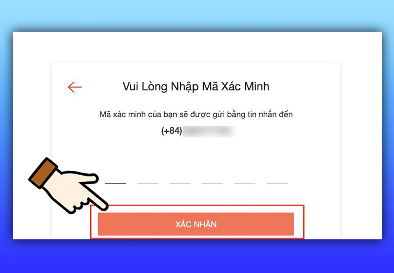 Xác minh tài khoản shopee bán hàng qua mã OTP